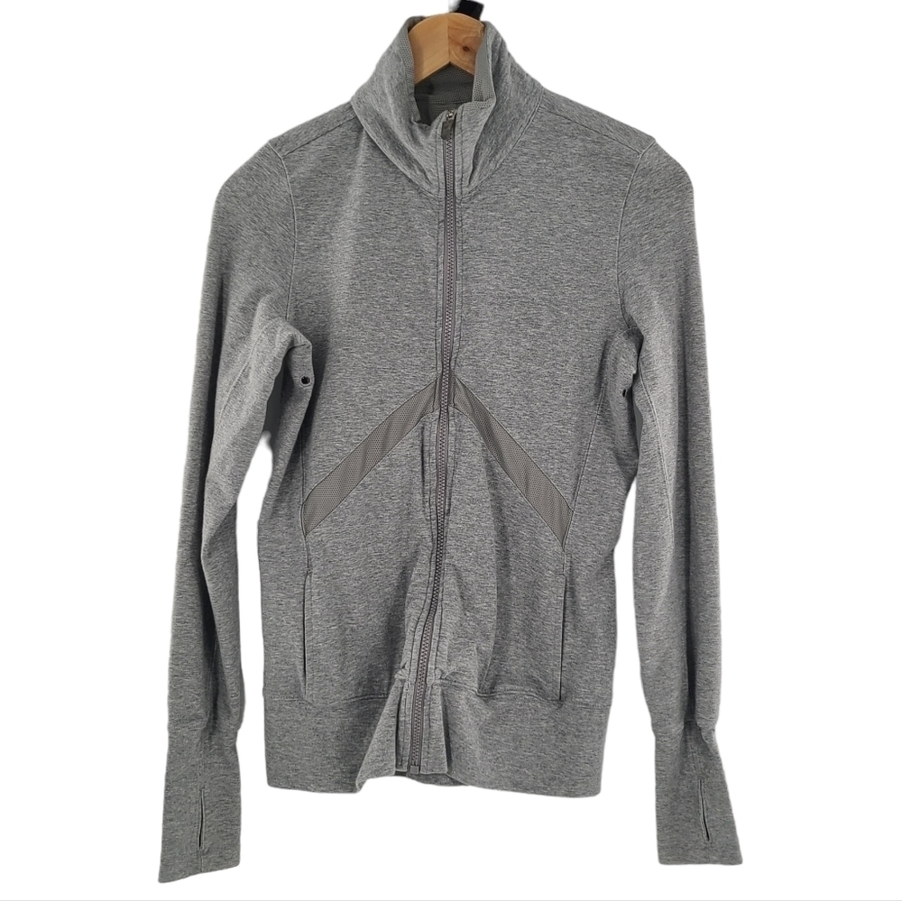 Nike Track Jacket Medium Gray Dri Fit Stretch Kit Womens Full Zip Unlined